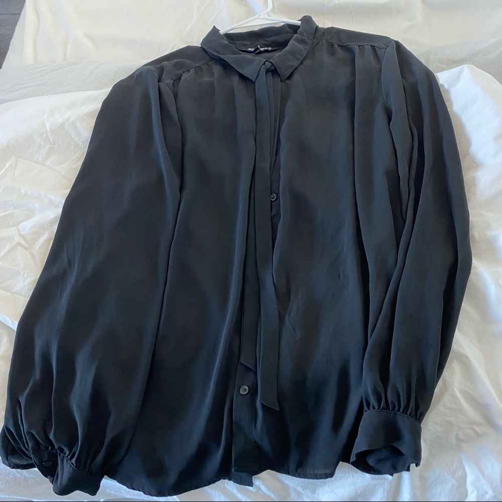Express Black button up with neck tie collar